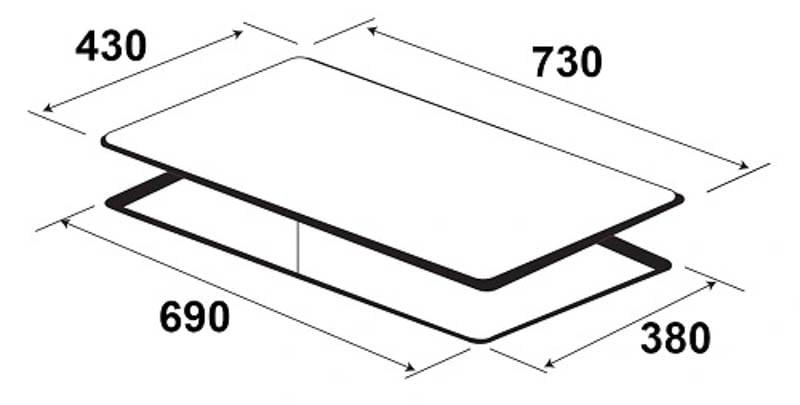 Kích thước bếp từ Kaff KF-LCD2IG