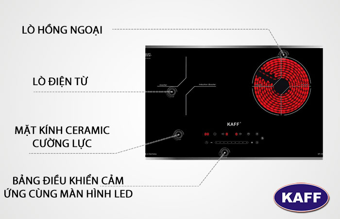 bếp đôi hồng ngoại điện từ Kaff KF-IH68N