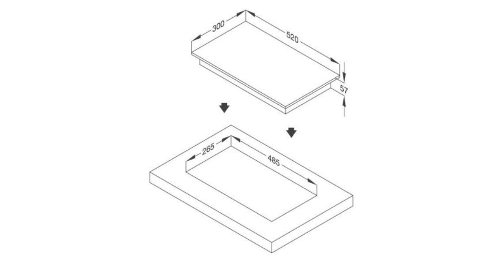 khoét lỗ đá với kích thước chuẩn là 265 x 485 mm