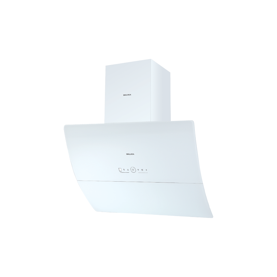 Máy hút mùi áp tường dạng nghiêng Malloca MC9039W kính trắng